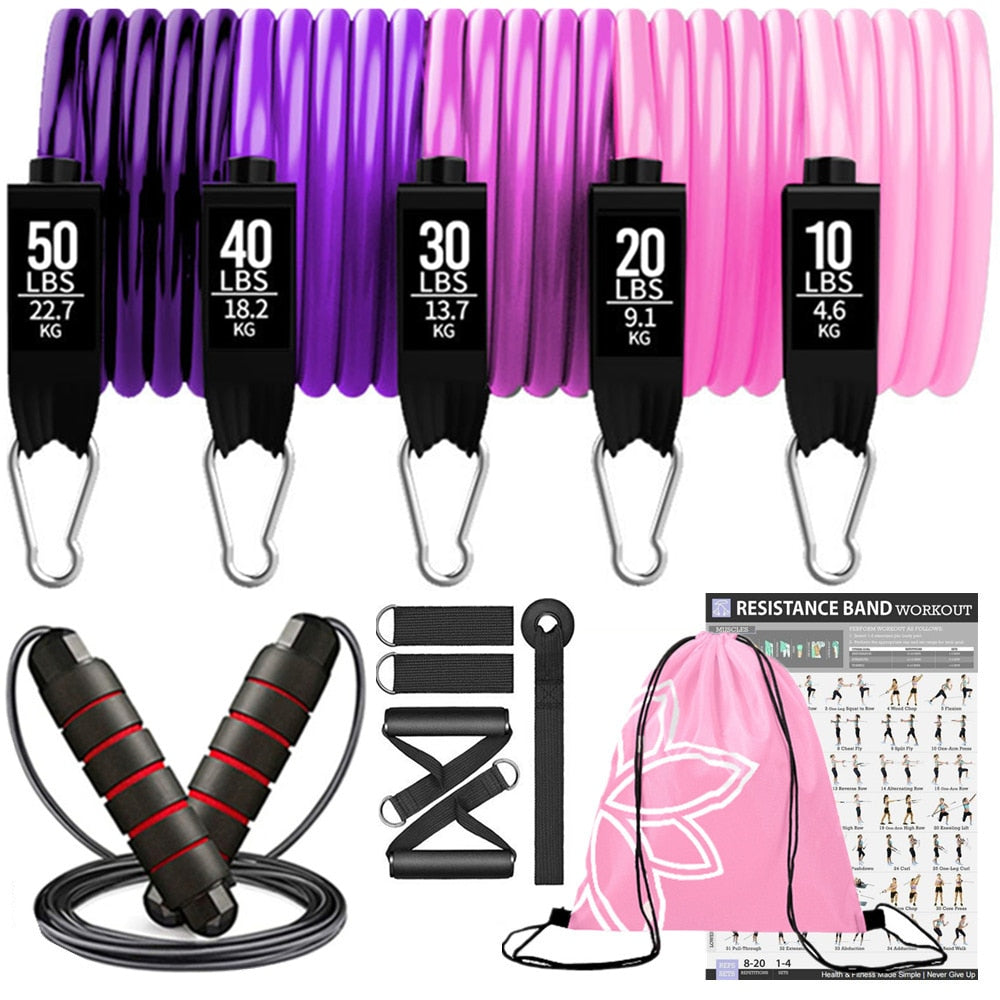 250lbs Resistance Bands Set Workout Pull Rope - fitnessadventuresunlimited