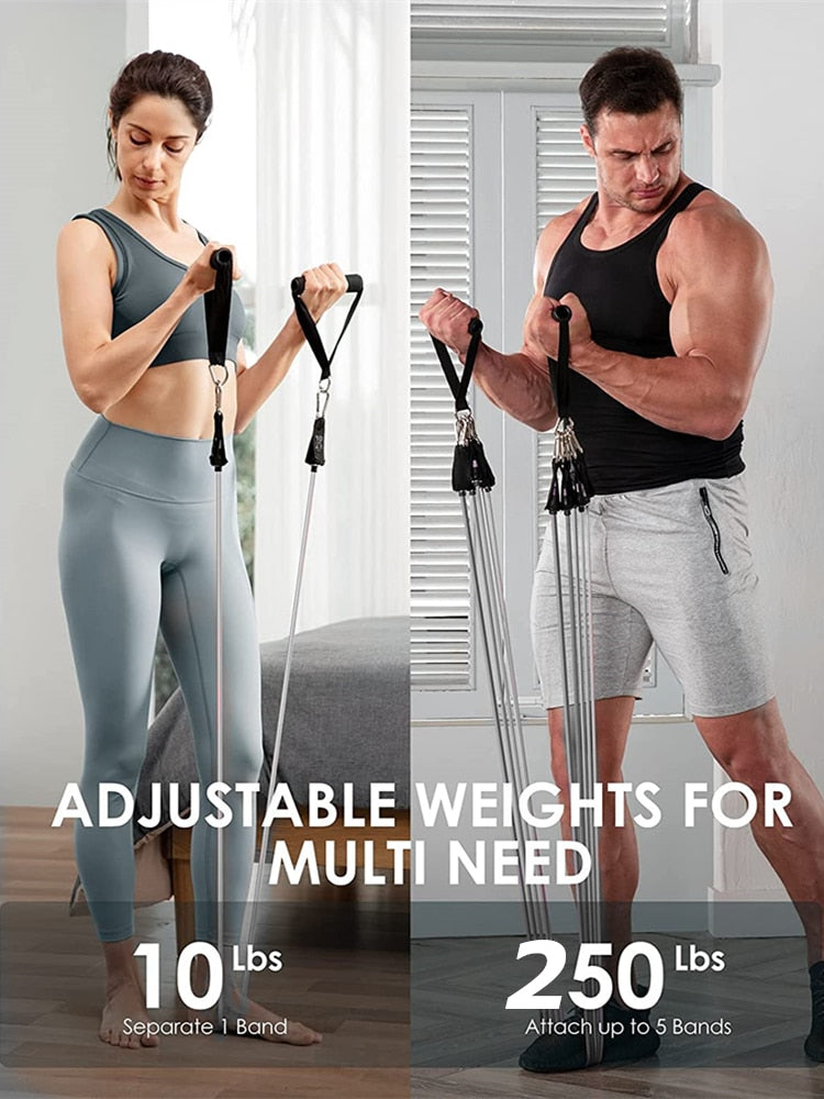 250lbs Resistance Bands Set Workout Pull Rope - fitnessadventuresunlimited