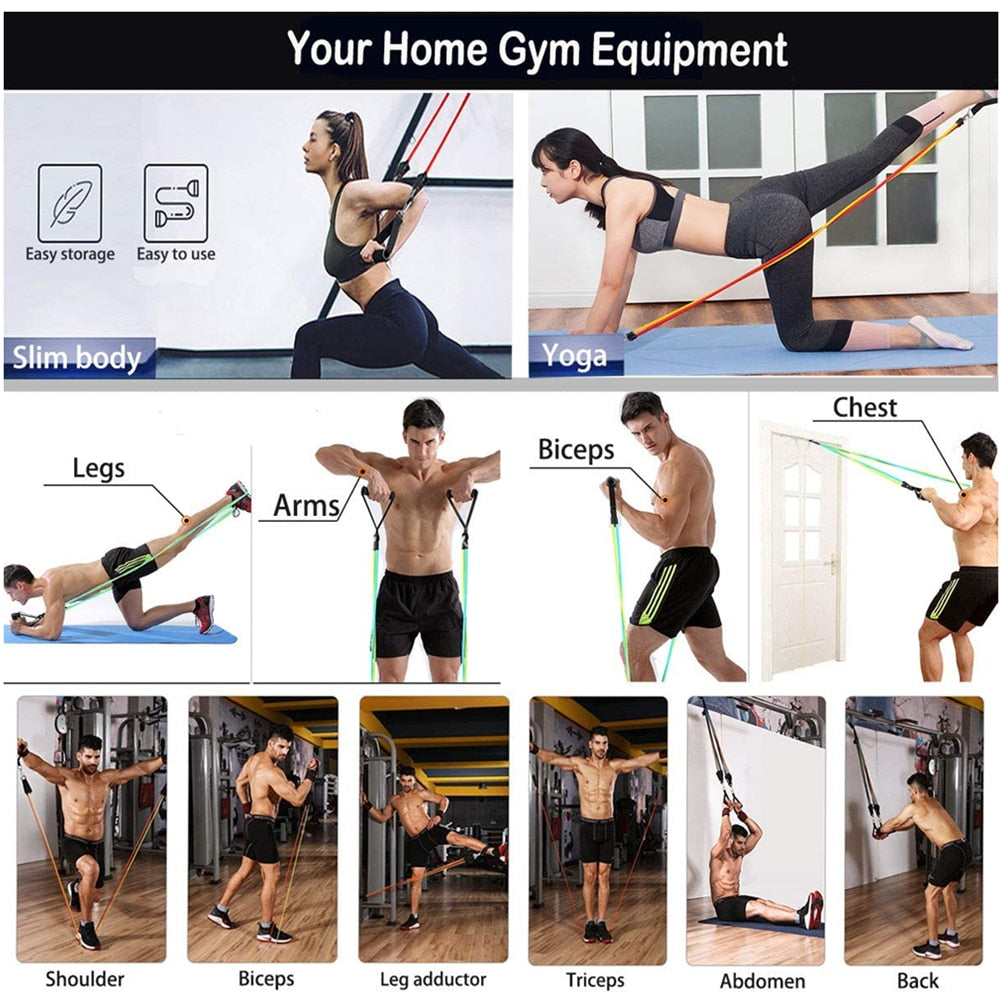 250lbs Resistance Bands Set Workout Pull Rope - fitnessadventuresunlimited