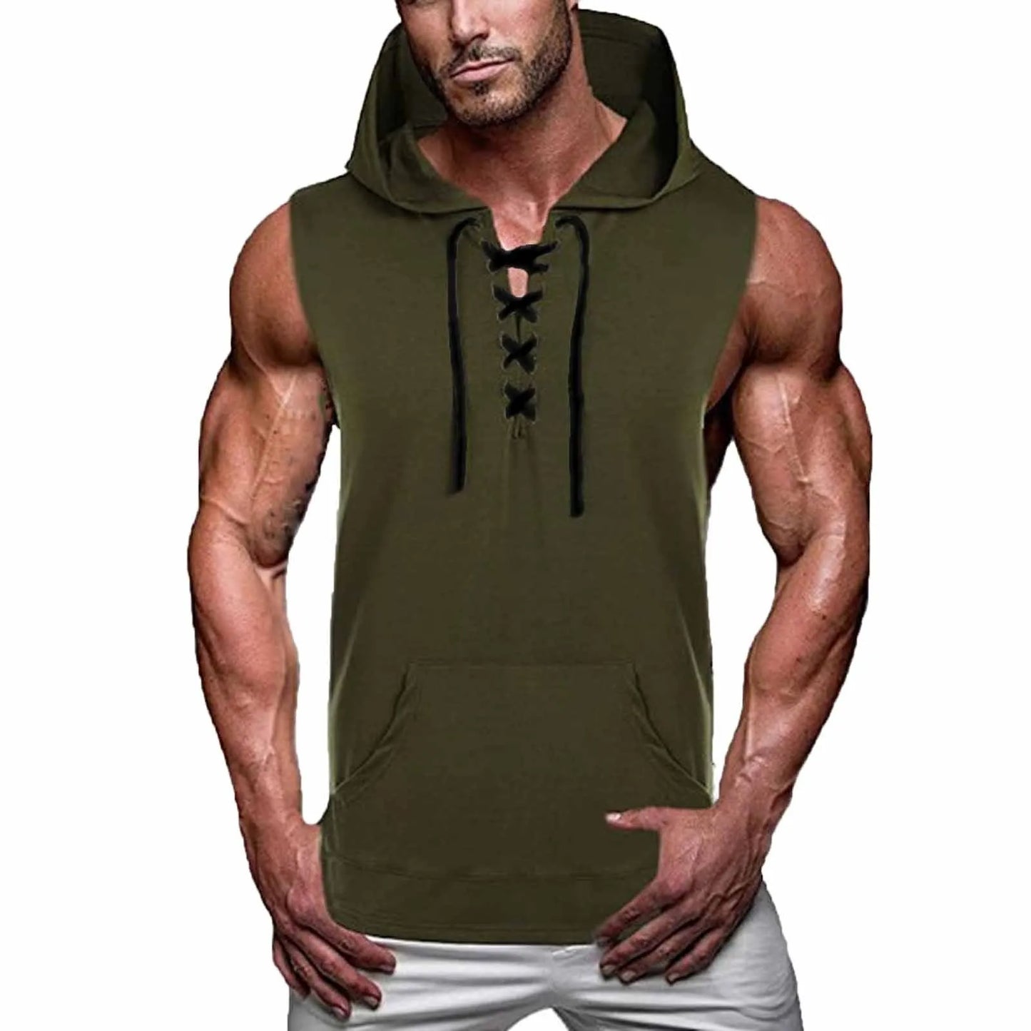 Mens Bodybuilding Hooded Tank Top