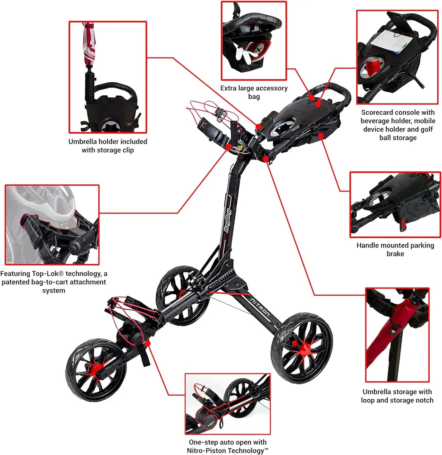 Bag Boy Nitron 3 Wheel Golf Push Cart