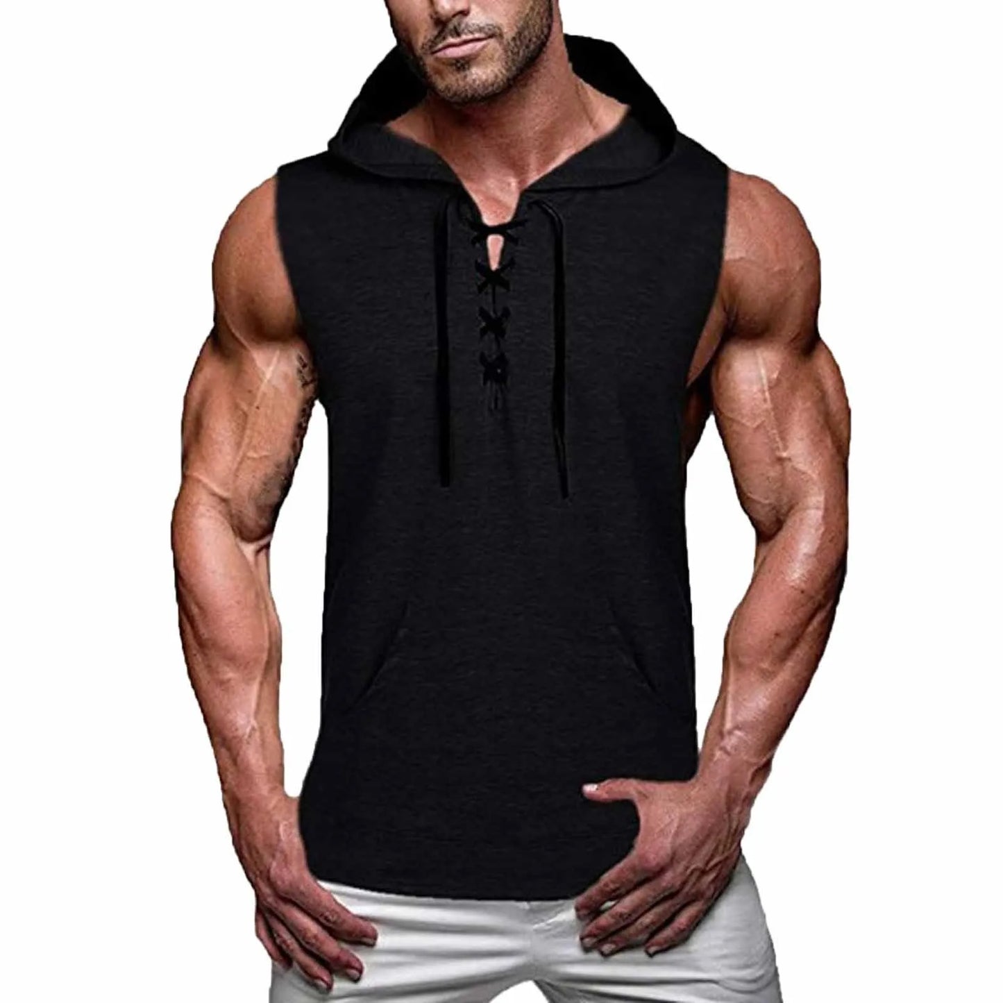 Mens Bodybuilding Hooded Tank Top
