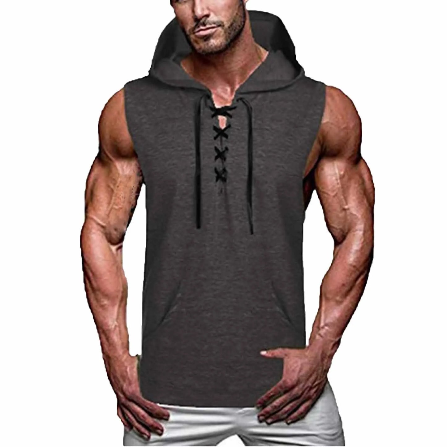 Mens Bodybuilding Hooded Tank Top