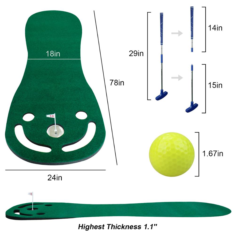 Putting Green Mats, Included 1 Putter & 3 Balls for Training - fitnessadventuresunlimited