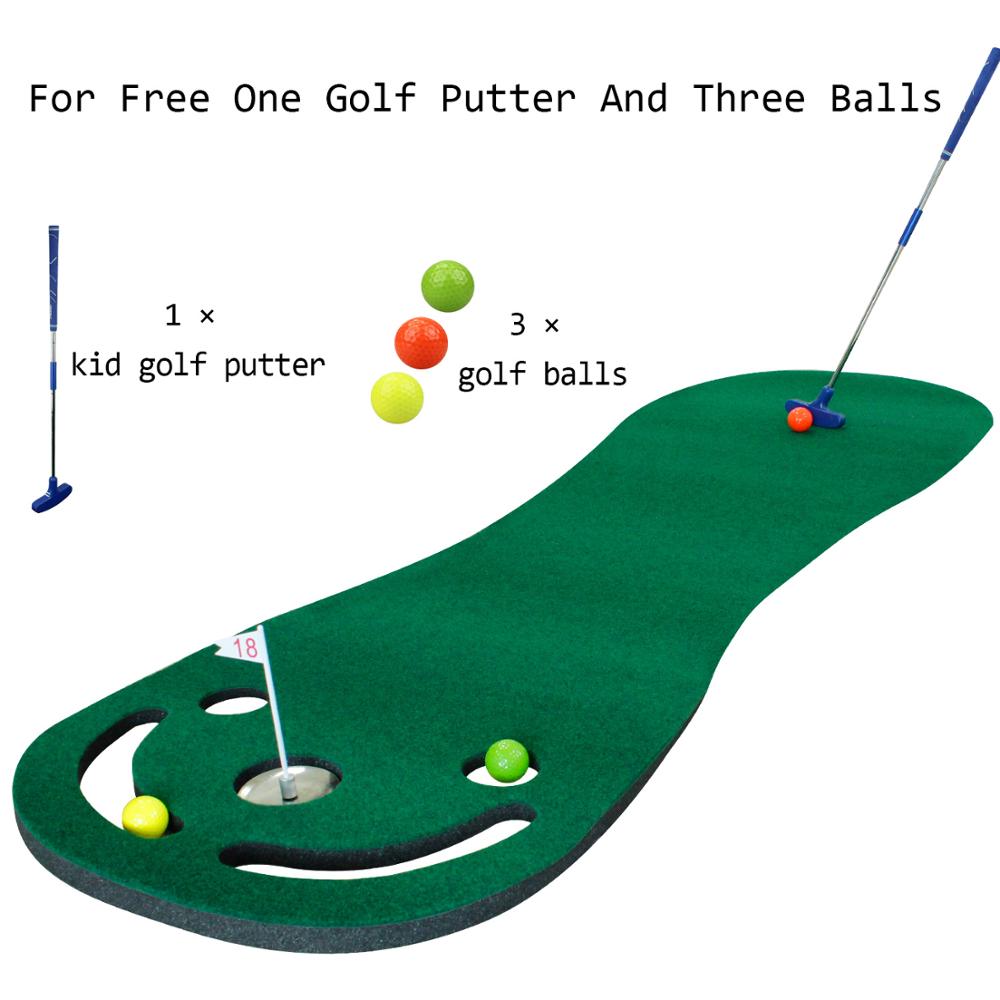 Putting Green Mats, Included 1 Putter & 3 Balls for Training - fitnessadventuresunlimited