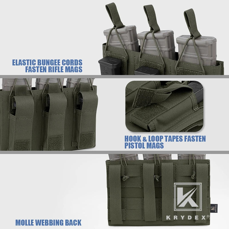 KRYDEX Tactical 5.56mm 9mm Mag Pouch Single/Double/Triple