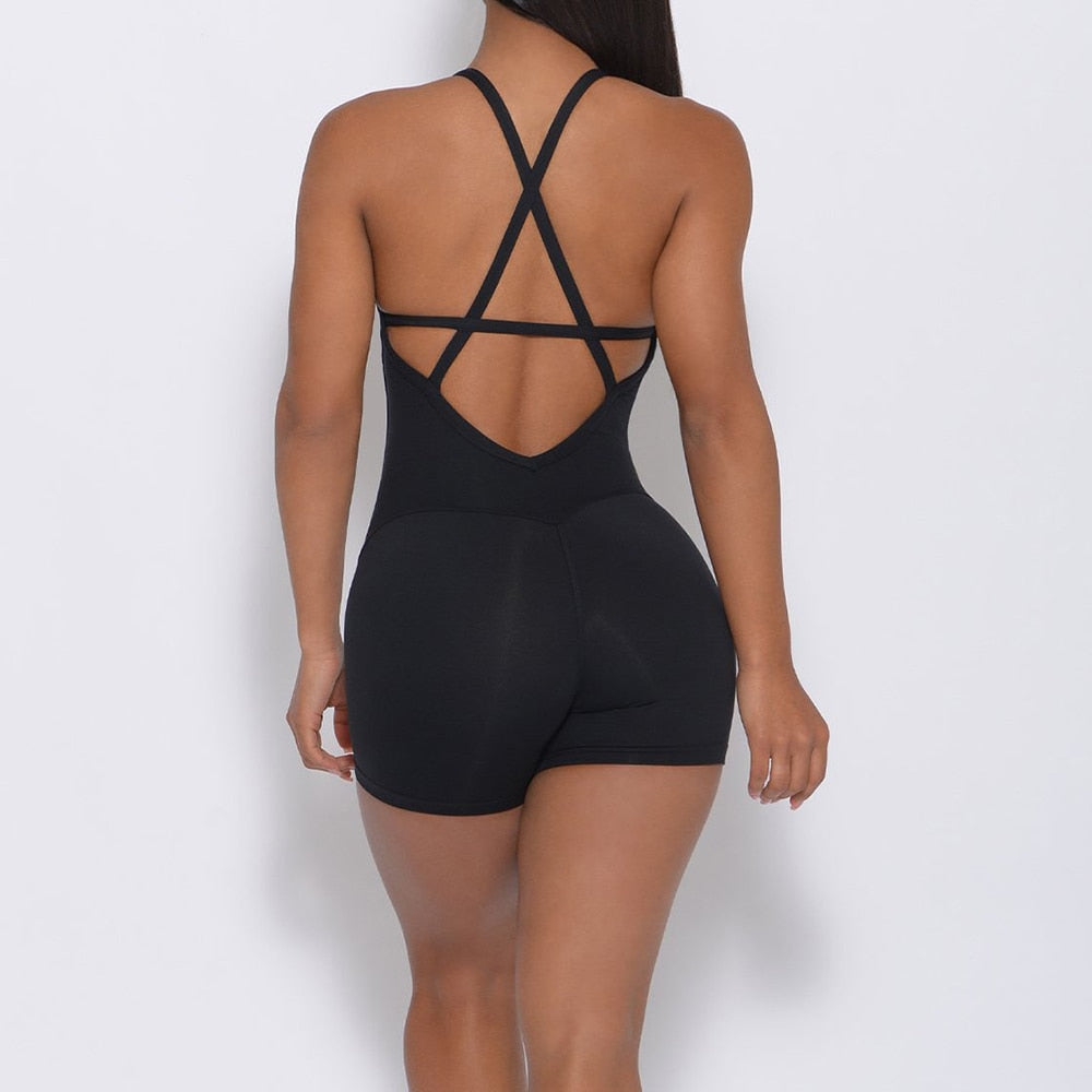 Women Yoga Backless Workout Jumpsuit - fitnessadventuresunlimited