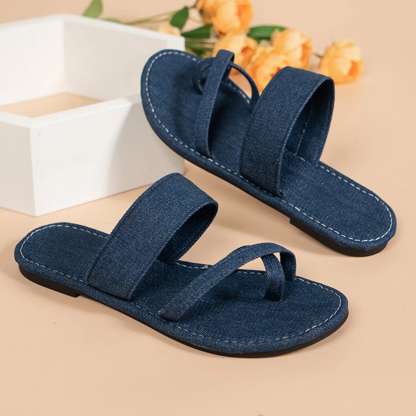 Denim Flat Soft Bottom Slipper