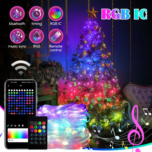 Christmas LED Smart Garland RGBIC String Lights