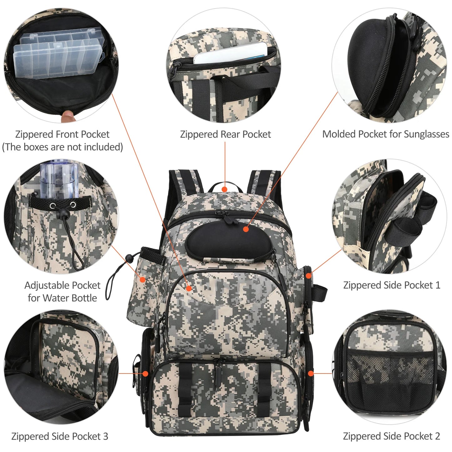 Fishing Backpack with 3 Tackle Trays