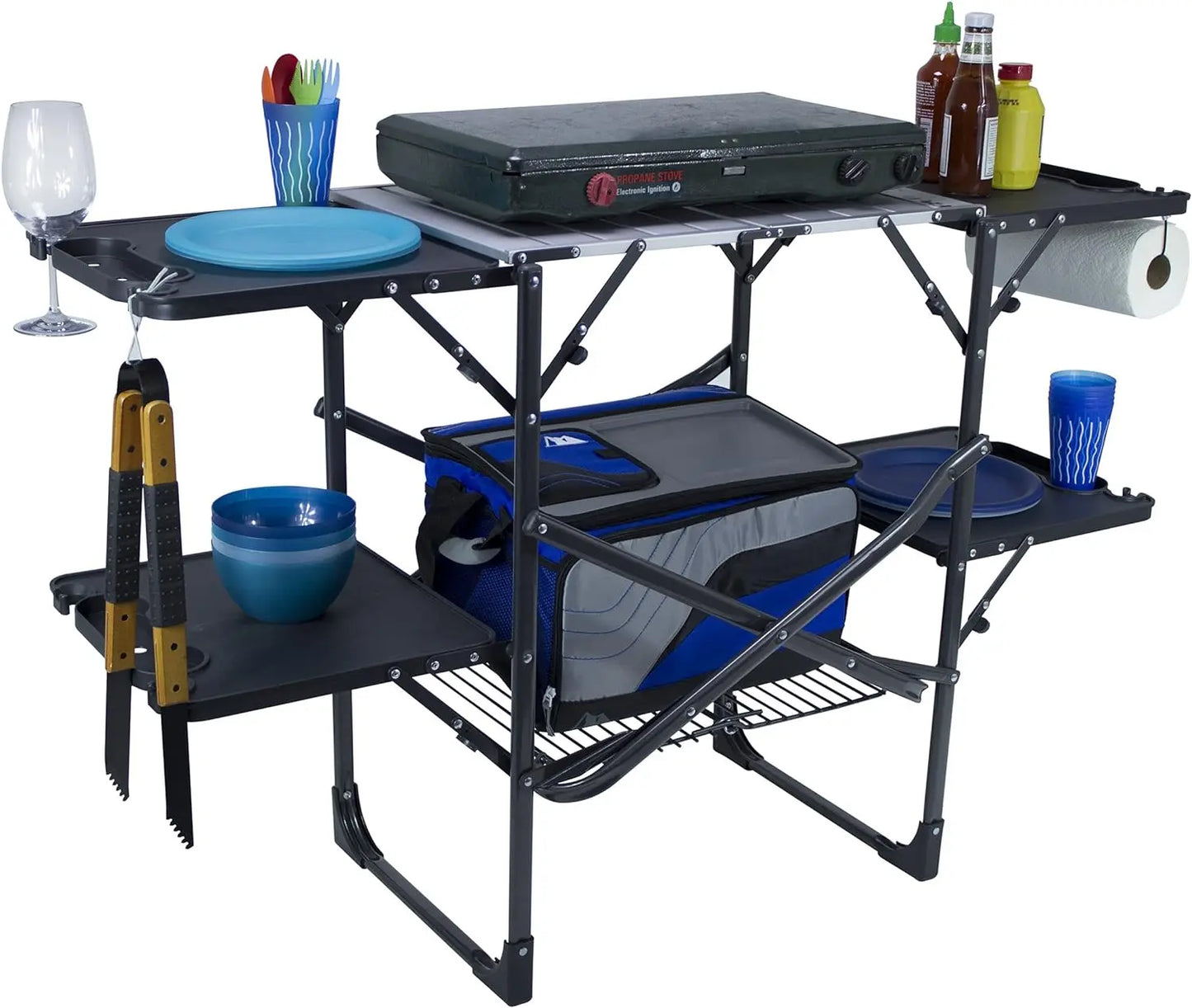 Outdoor Slim-Fold Cook Station, Portable Camp Kitchen Table