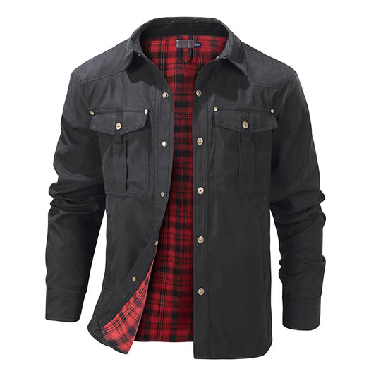 Men's Plaid Flannel  Bomber Jacket High-Quality