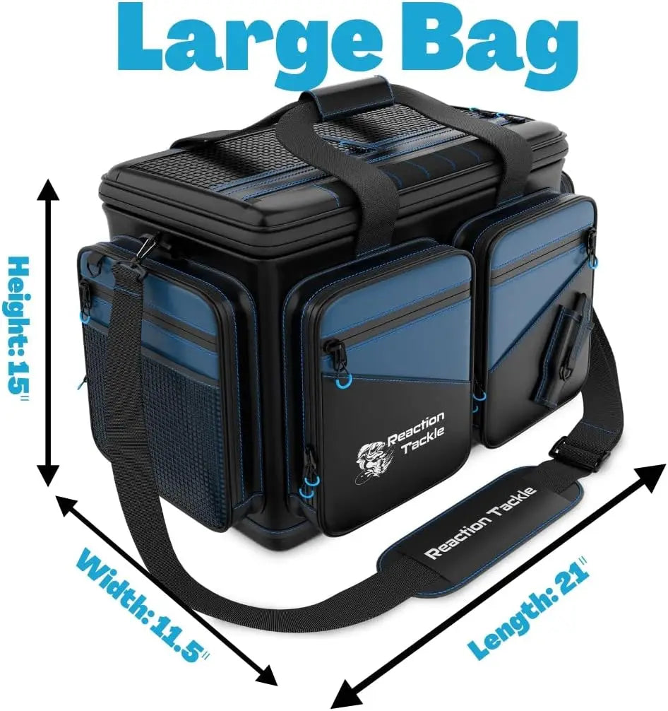 Reaction Tackle Fishing Tackle Bag – Salt Water Resistant Tackle Box Bag, 1000D PVC Waterproof Material, Durable Liner, Removabl