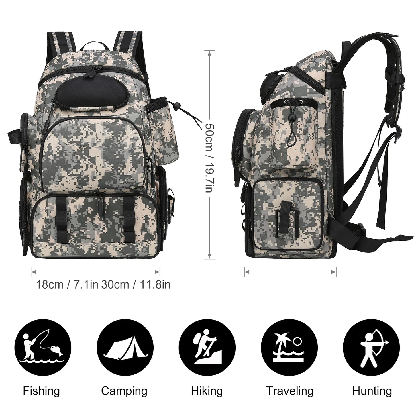 Fishing Backpack with 3 Tackle Trays