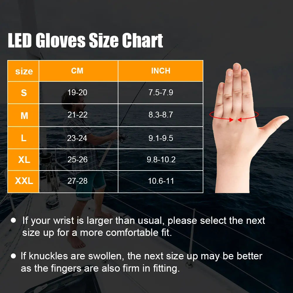 LED Flashlight Carp Fishing Gloves