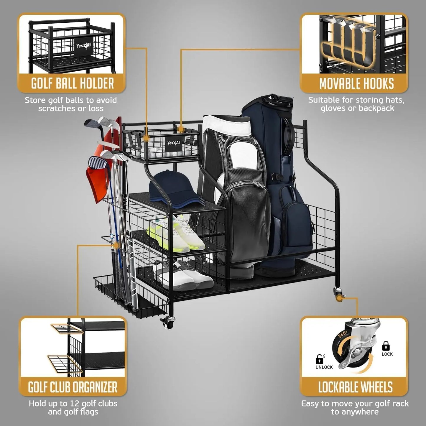 Golf Bags Storage Garage Organizer