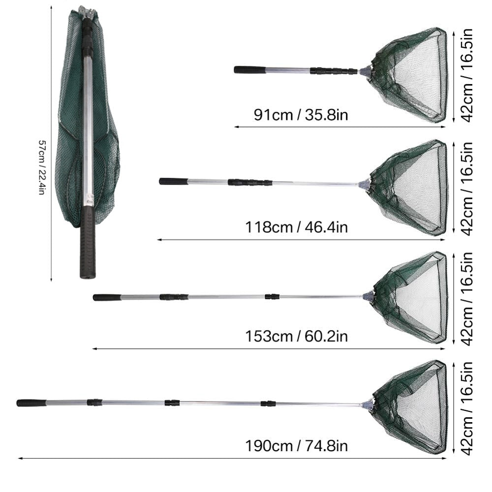 Telescopic Folding Fishing Landing Net - fitnessadventuresunlimited