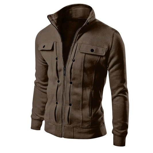 Men's Retro Zip Casual Jackets with Stand Collar