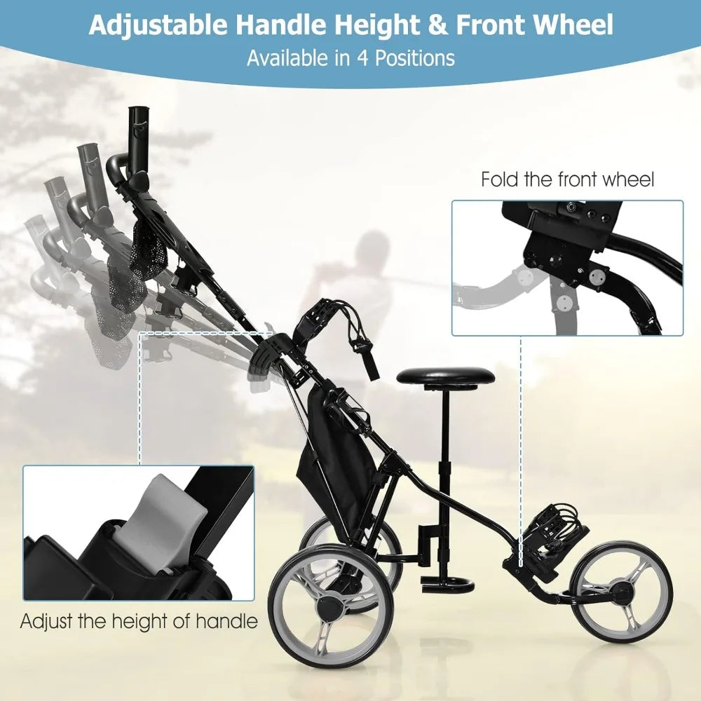 Golf Push Pull Cart with Seat