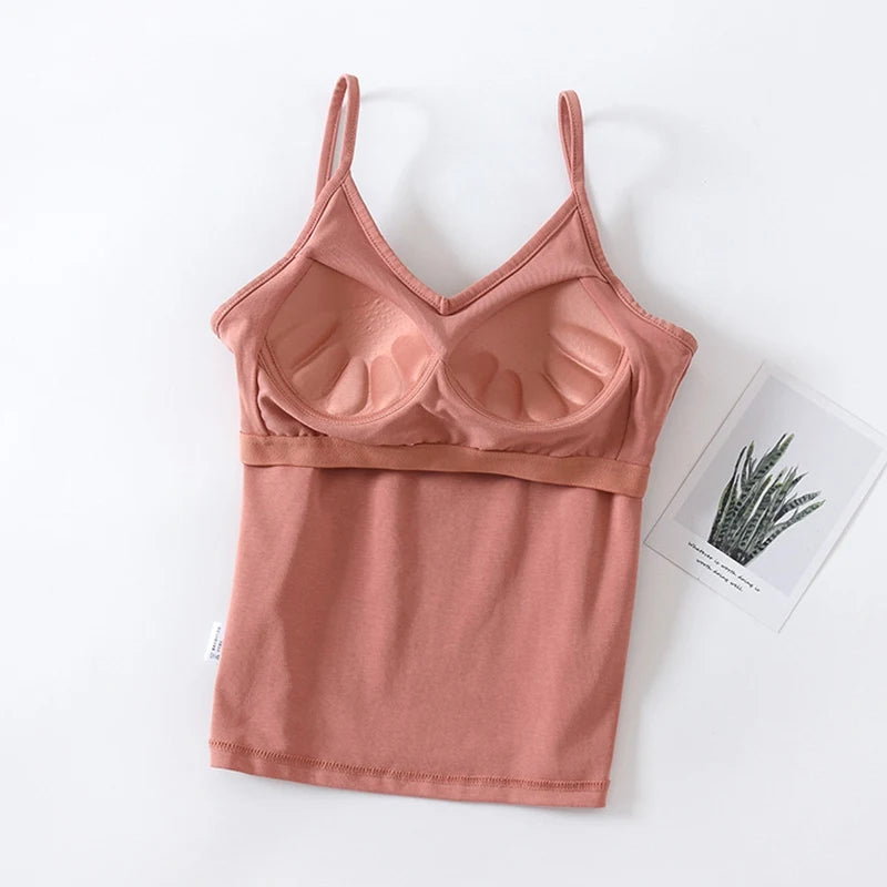 Women's Cotton V-Neck Camisole With Chest Pads