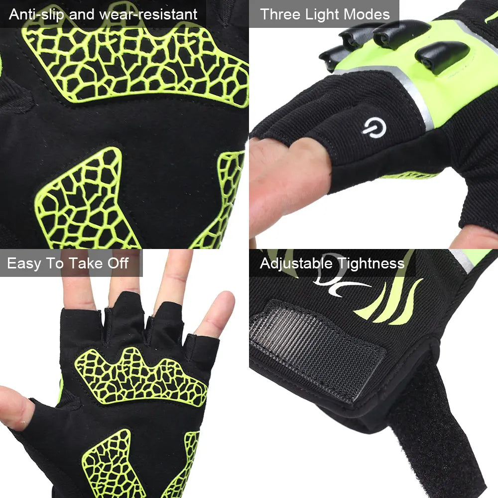 LED Flashlight Carp Fishing Gloves