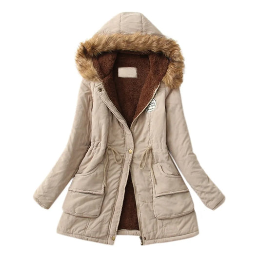 Warm Cotton Padded Hooded Overcoat