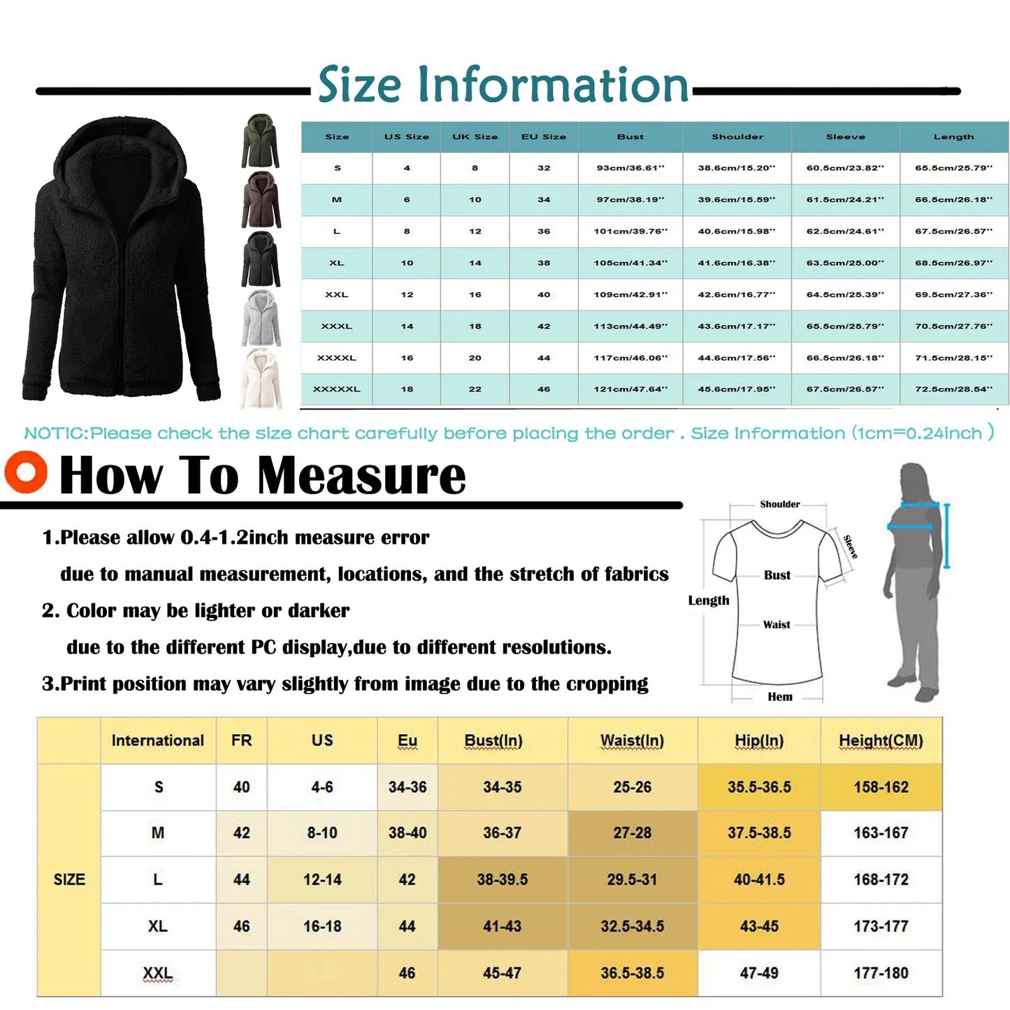 Women Cotton Hooded Wool Warm Winter Coat