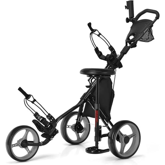 Golf Push Pull Cart with Seat