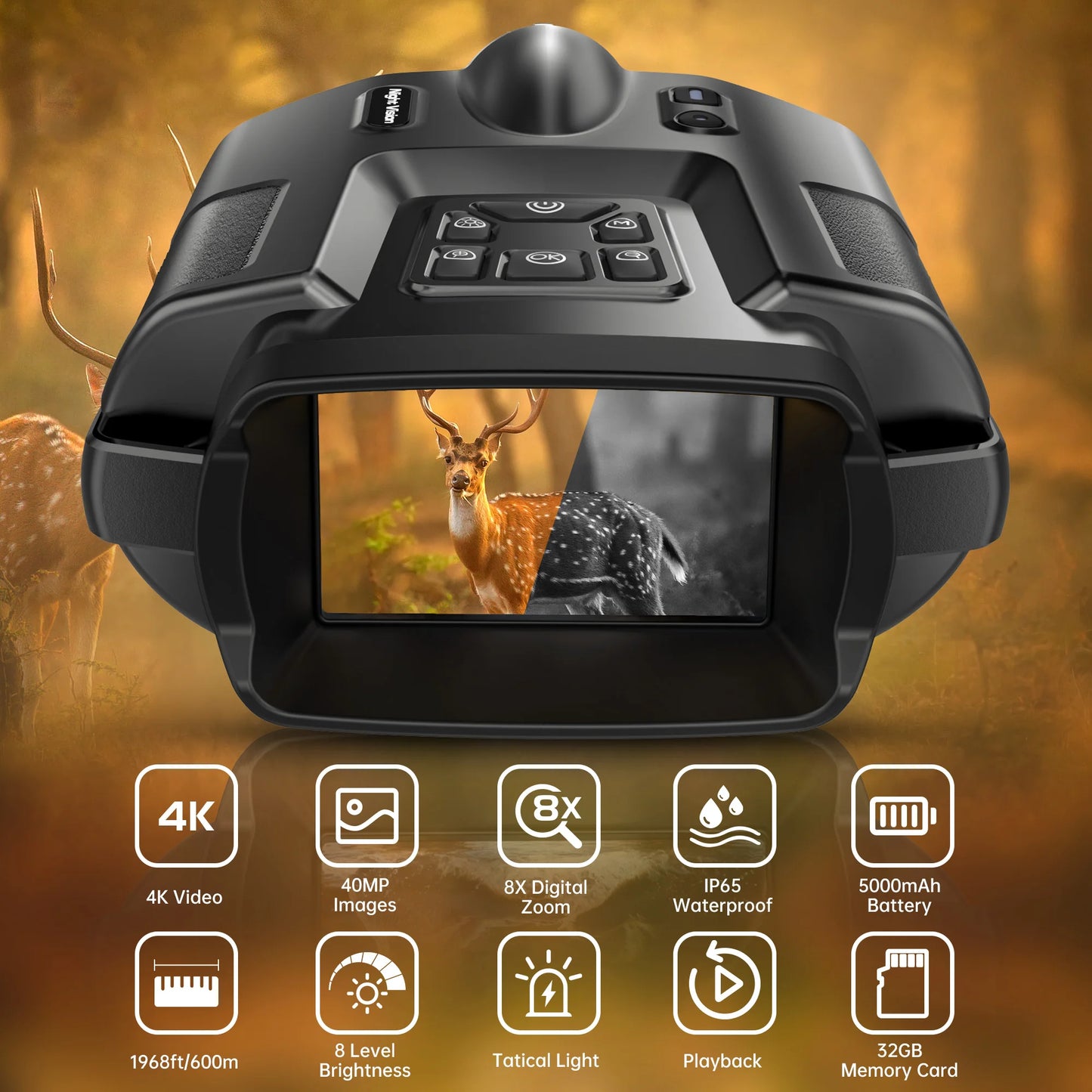 Night Vision Binoculars 4K Infrared 5000mAH