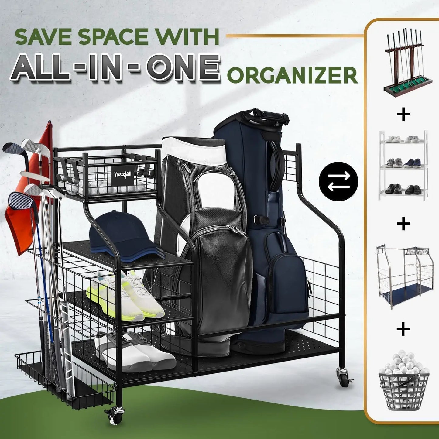 Golf Bags Storage Garage Organizer