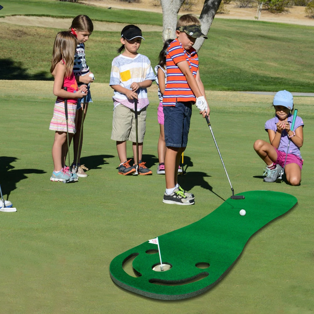 Putting Green Mats, Included 1 Putter & 3 Balls for Training - fitnessadventuresunlimited