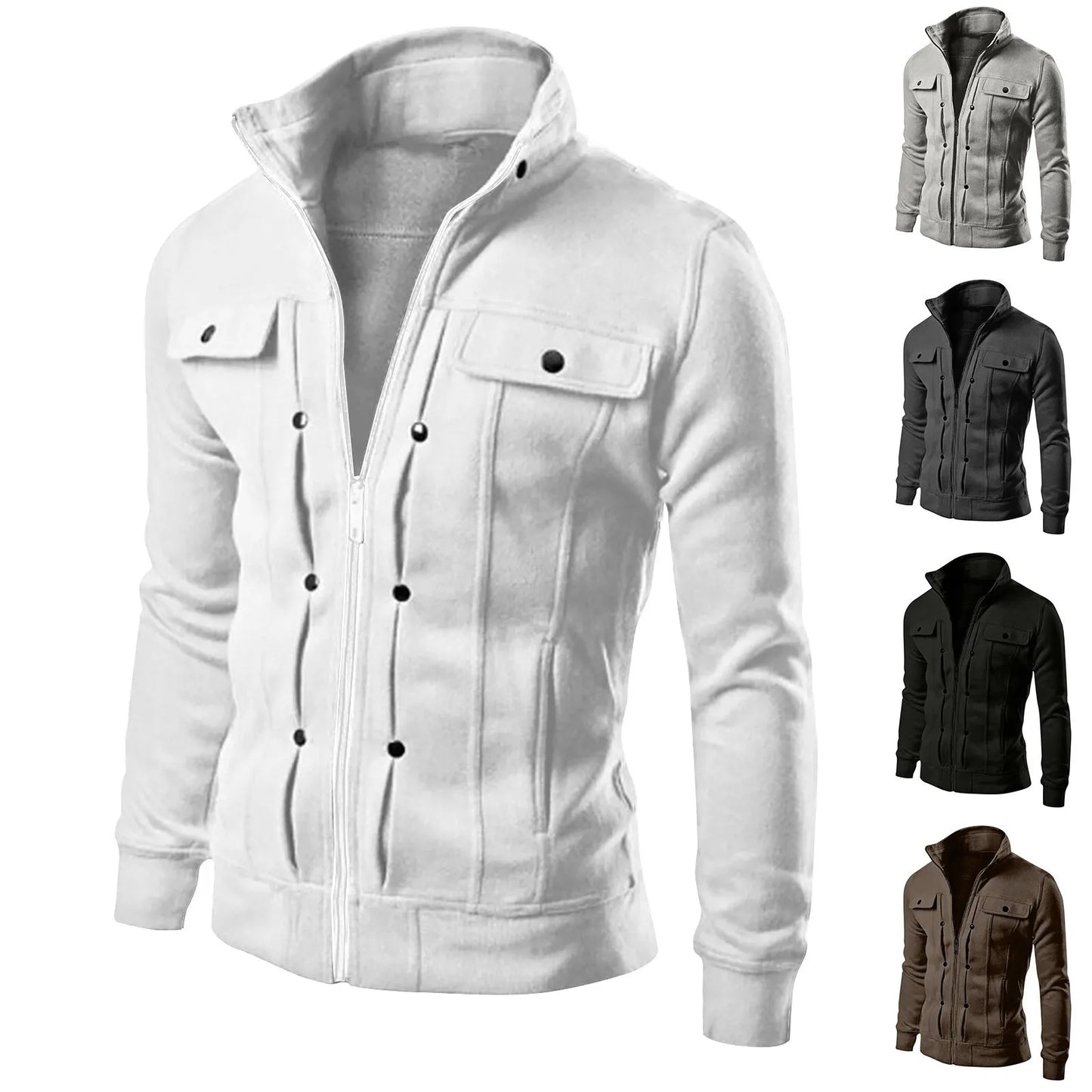 Men's Retro Zip Casual Jackets with Stand Collar