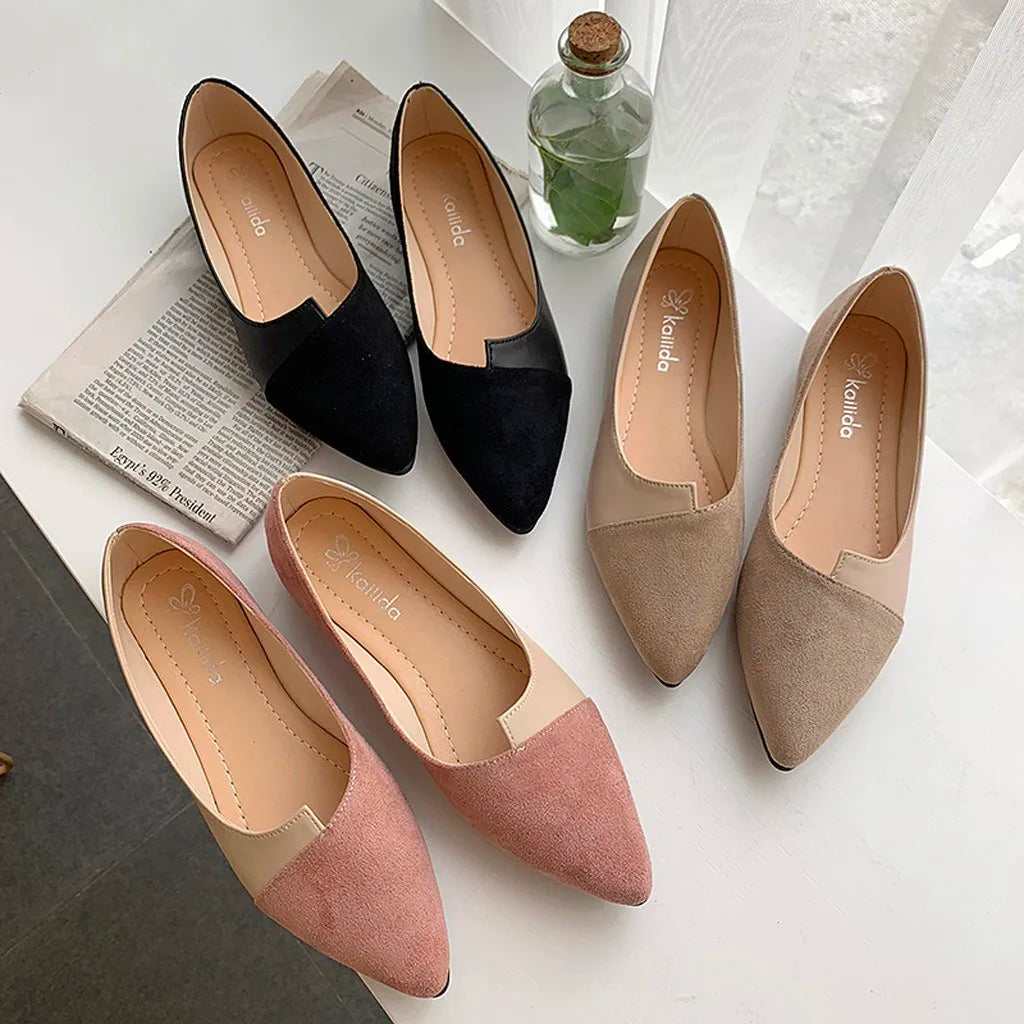 Pointed Top Flat Slip on Womens Shoe