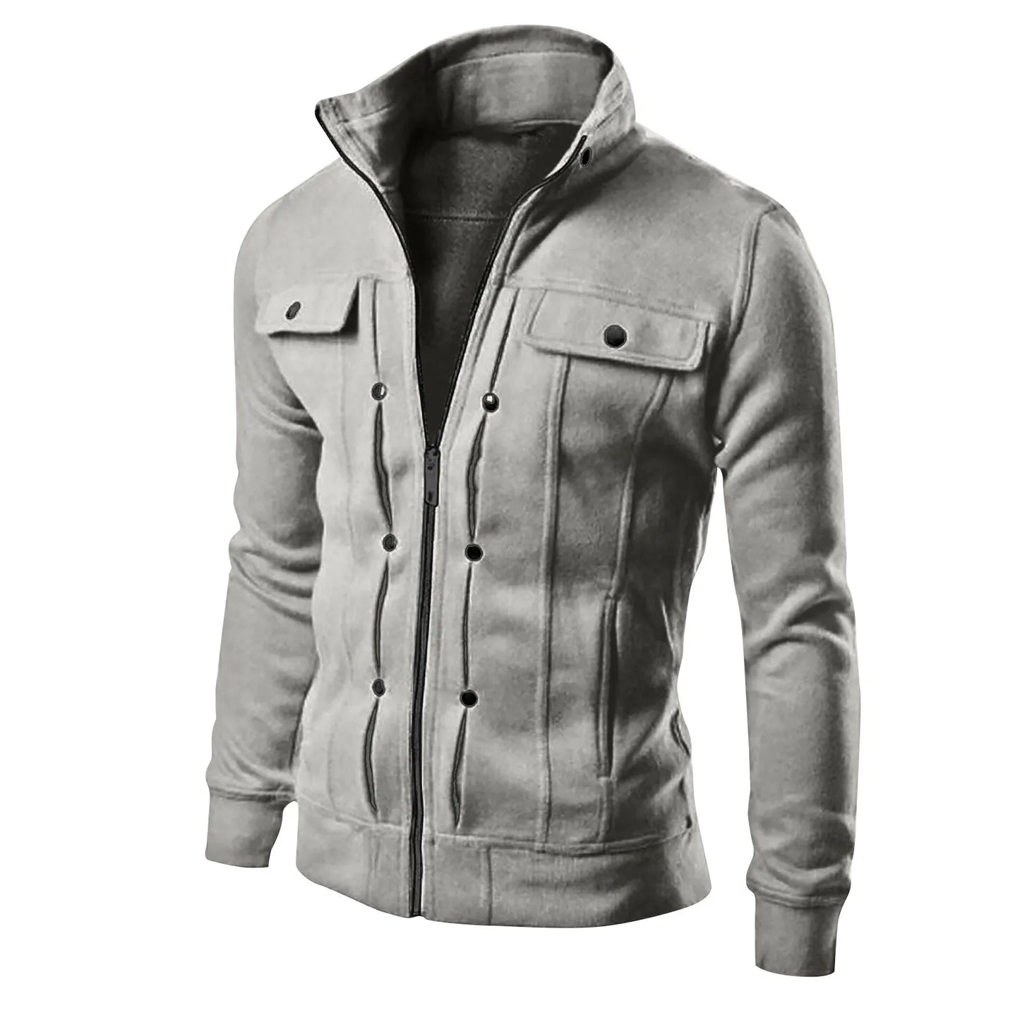 Men's Retro Zip Casual Jackets with Stand Collar