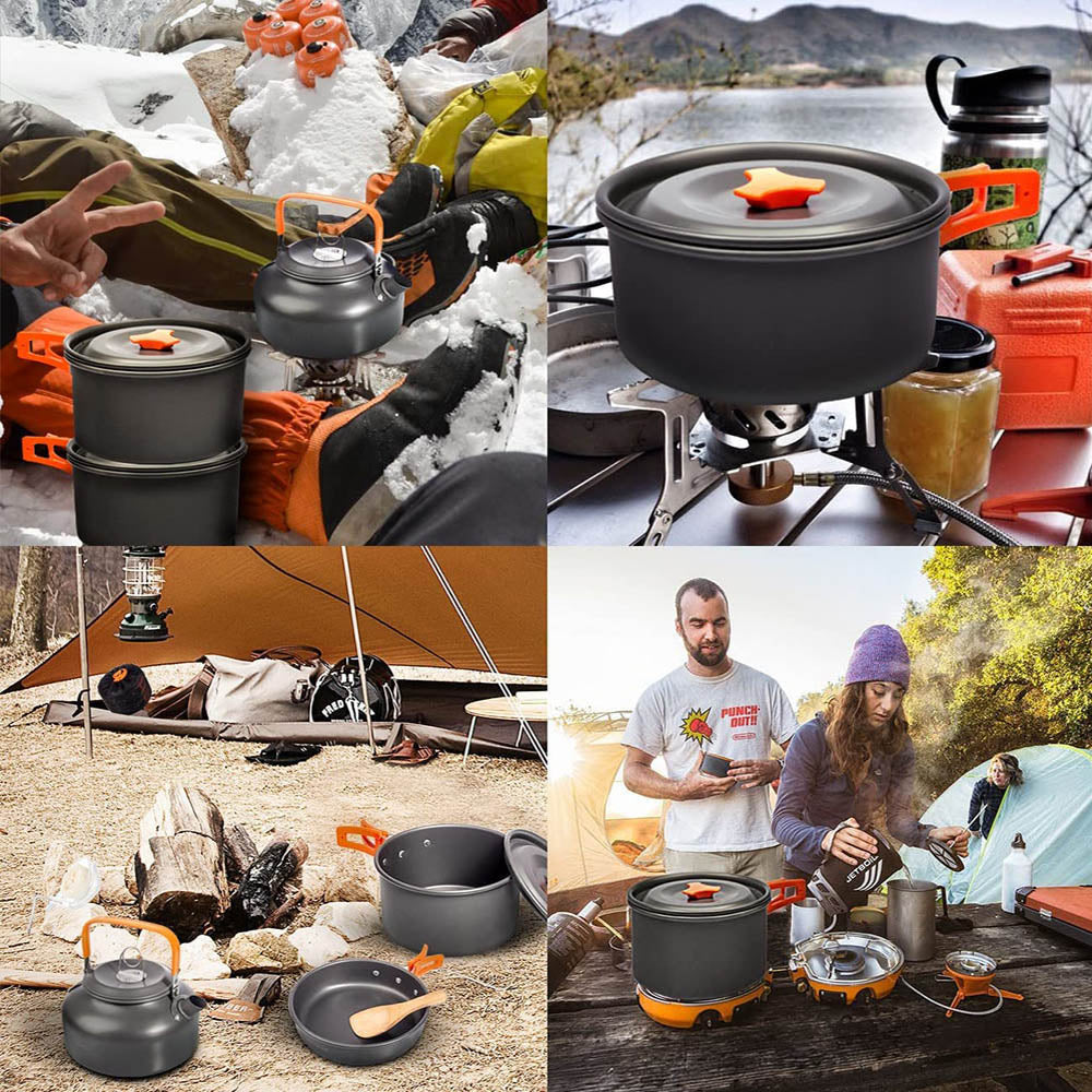 Camping Cooking Set Outdoor Aluminum Lightweight - fitnessadventuresunlimited