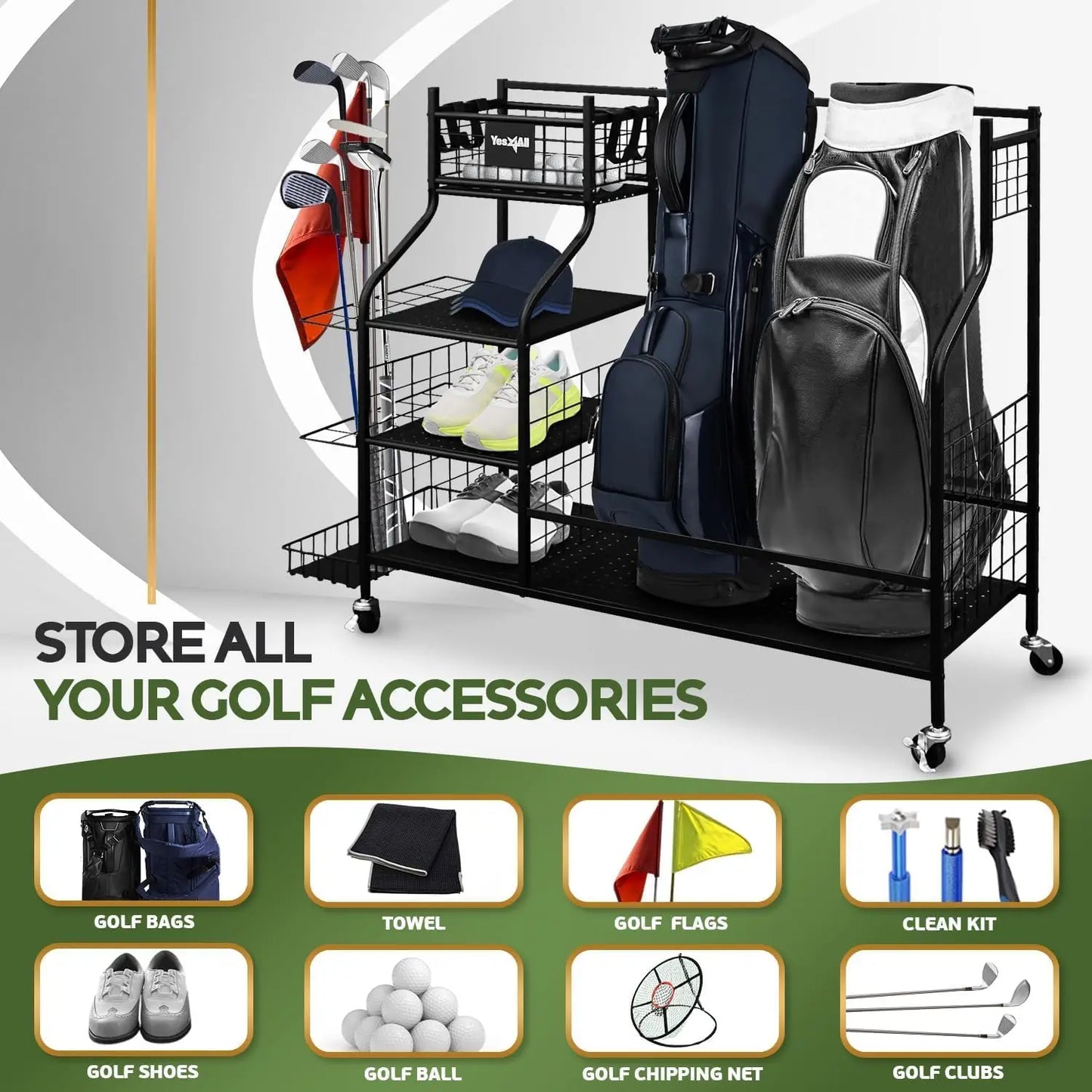 Golf Bags Storage Garage Organizer